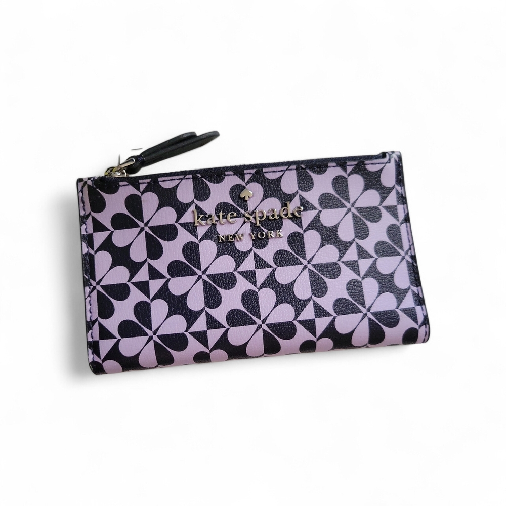 kate spade Lilac and Black Floral Zip Wallet
